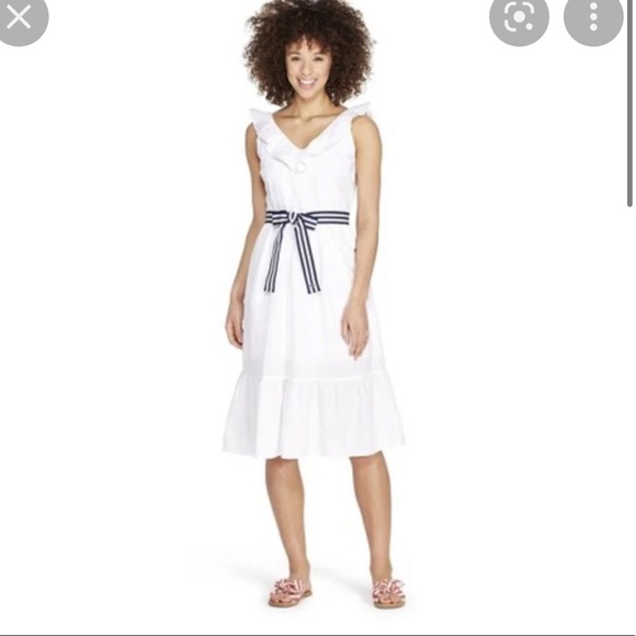 Vineyard Vines x Target Collab White Ruffle Top Dress with Belt - Picture 1 of 4